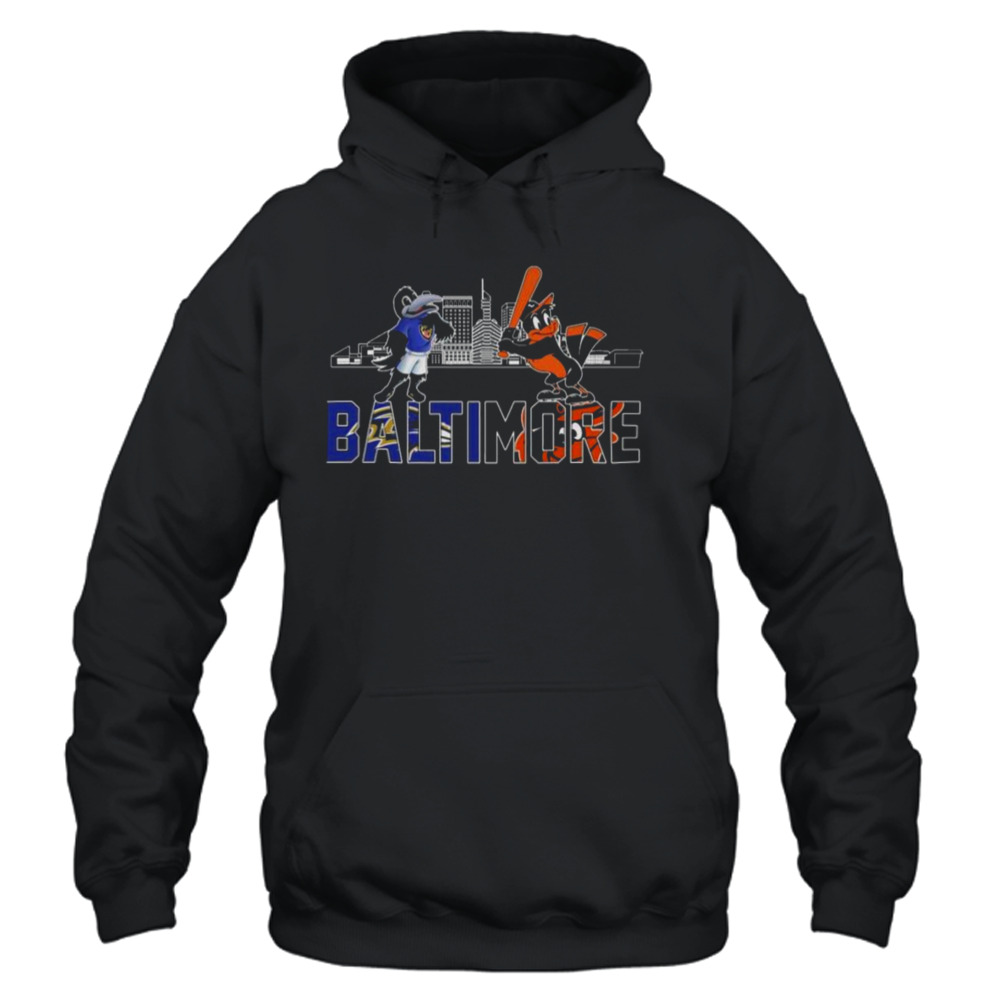 Baltimore Ravens And Baltimore Orioles Mascot Skyline Shirt - Freedomdesign