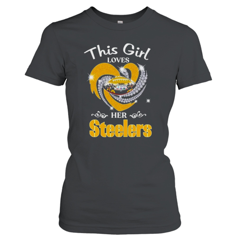 Funny Pittsburgh Steelers Girl Heart Diamond Shirt