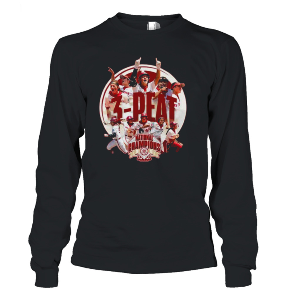 2023 Softball Champions 3 Peat Oklahoma Sooners Red Design Hoodie