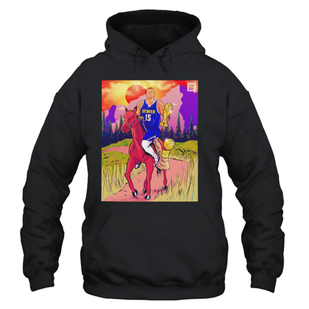 nikola Jokić holding trophy riding horse shirt 4 Unisex Hoodie