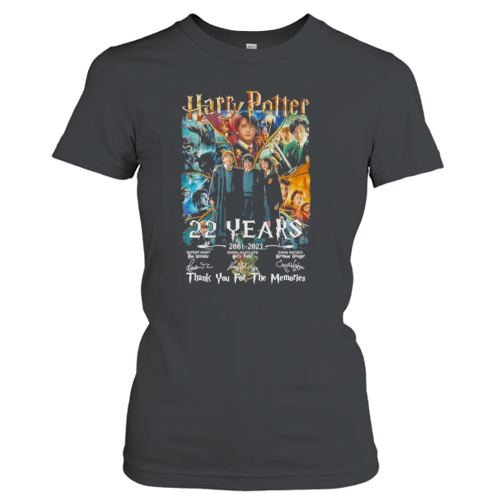 22 years 2001 2023 Harry Potter member thank you for the memories signatures shirt 2 Ladies T-Shirt