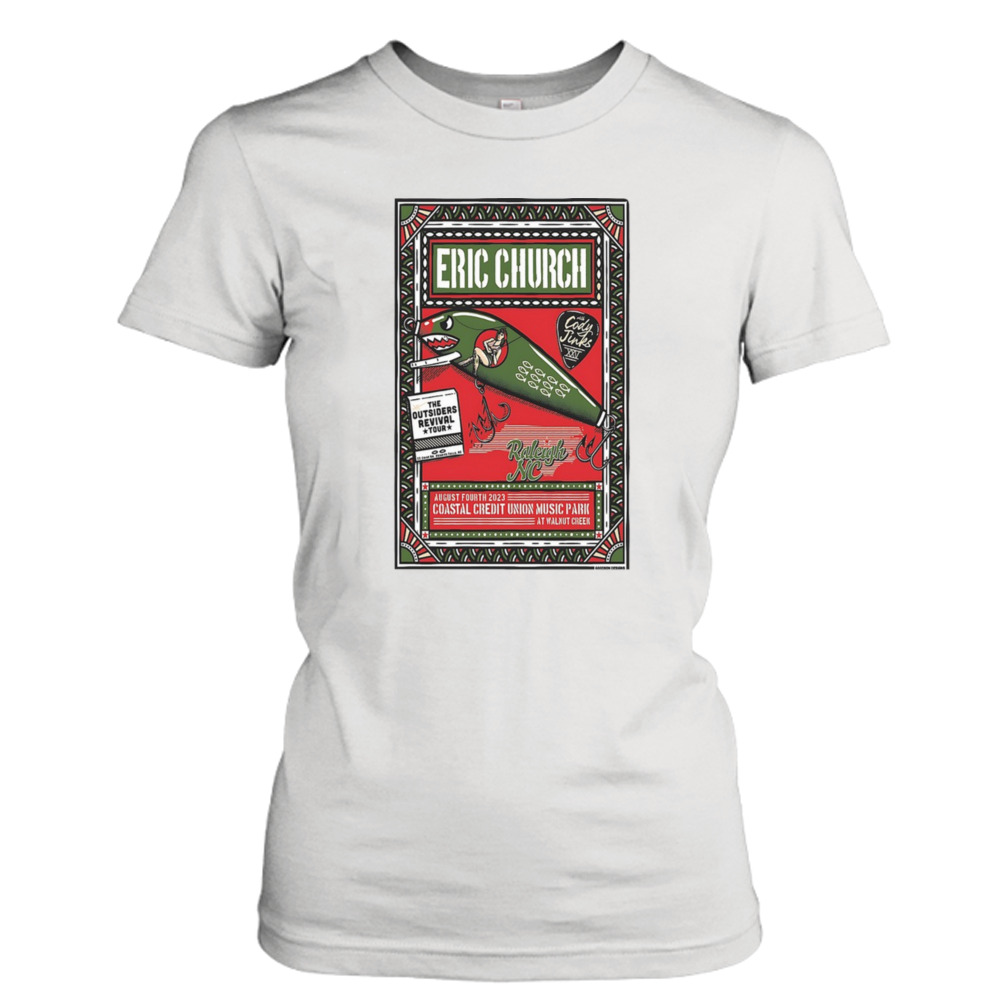 Eric Church august 4 coastal credit union music park Raleigh NC tour 2023 art poster design t-shirt 2 Ladies Tee