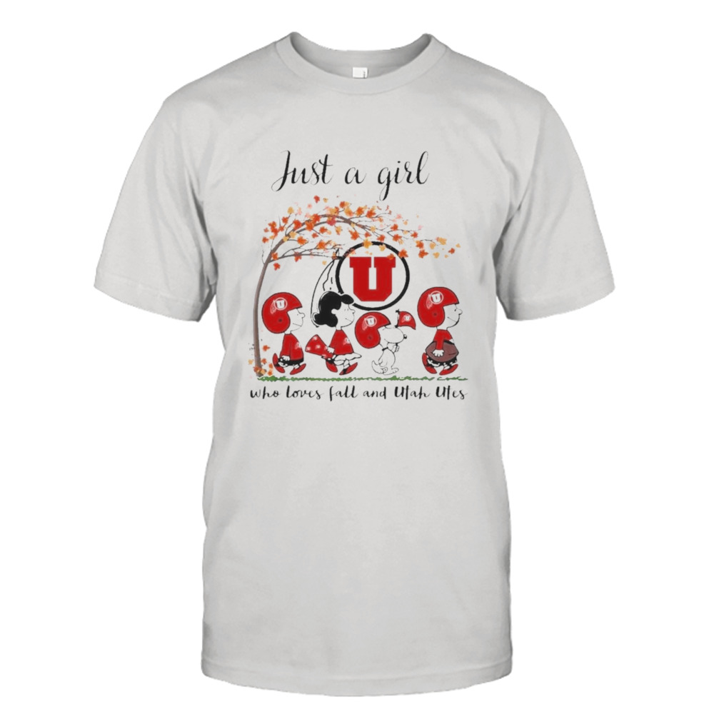 Just A Woman Who Loves Fall And Utah Utes Peanuts Cartoon T-Shirt 1 Unisex Tee