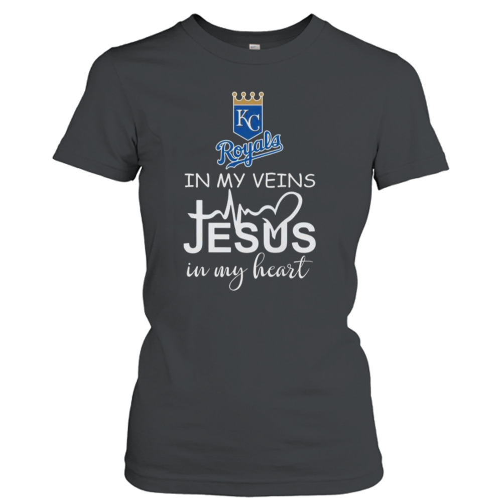Kansas City Royals Logo 2023 In My Veins Jesus In My Hearshirt