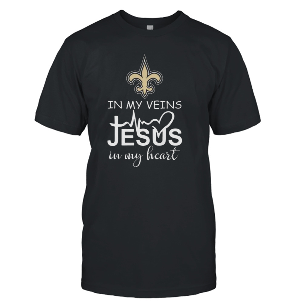 New Orleans Saints In My Veins Jesus In My Heart Button Shirt - The Clothes  You'll Ever Need