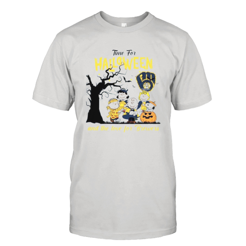 Official Peanuts Time For Halloween And The Love For Milwaukee Brewers Logo  2023 Shirt, hoodie, longsleeve, sweatshirt, v-neck tee