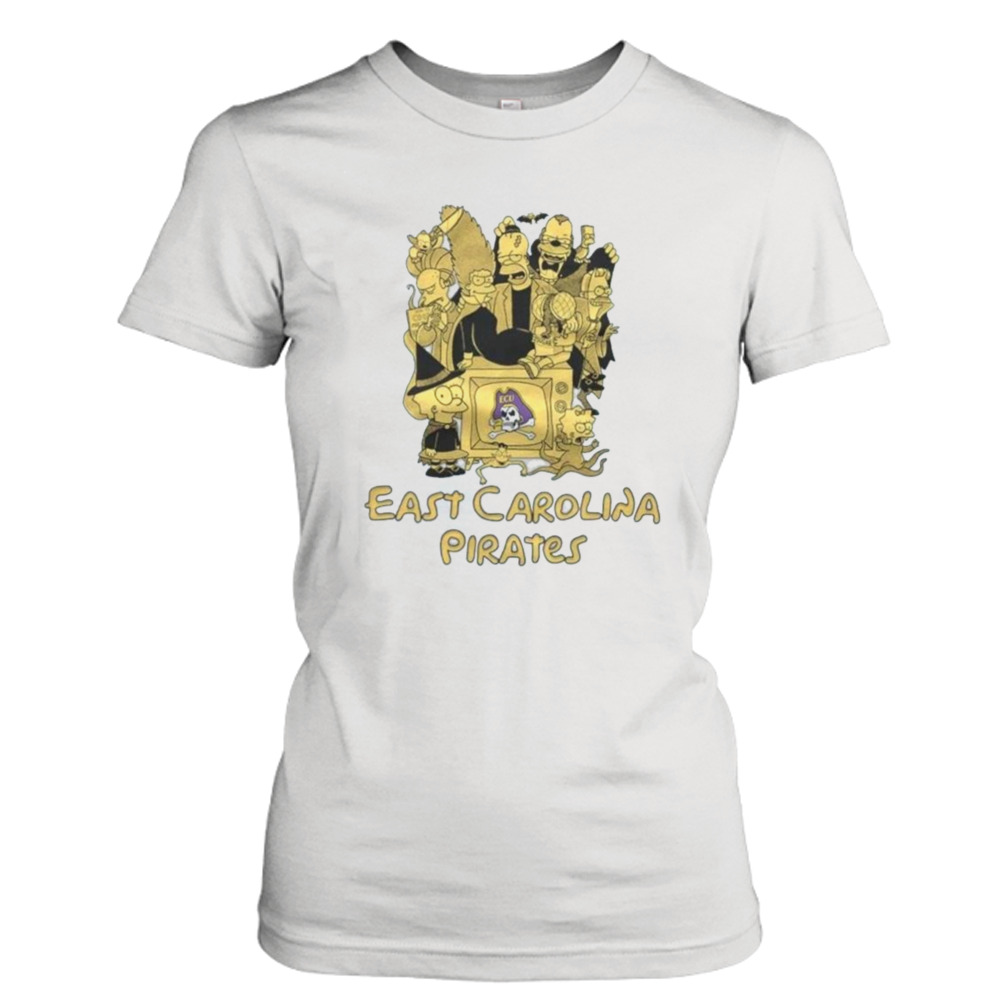 Halloween The Simpsons Family East Carolina Pirates T-Shirt 2 Ladies Tee