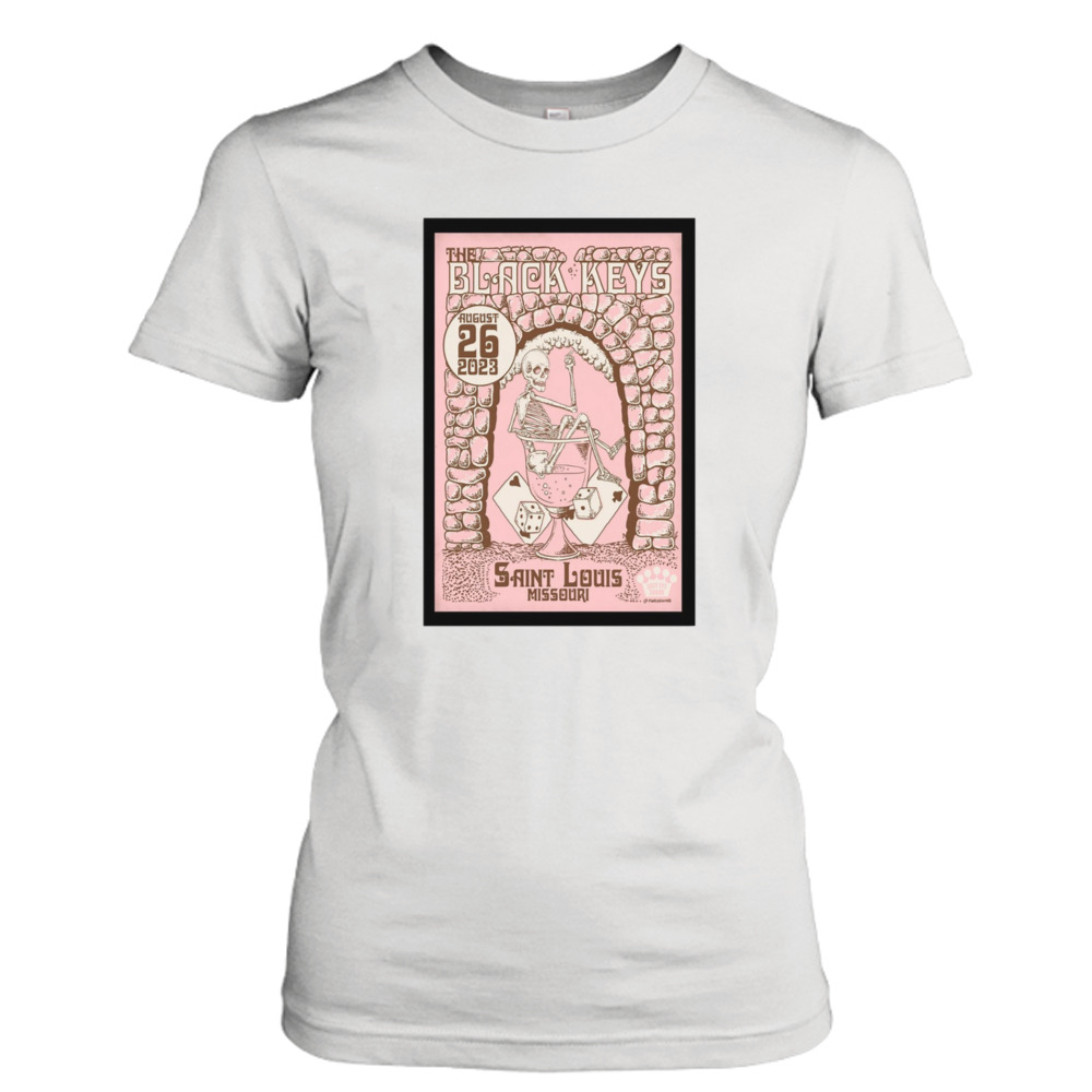 The Black Keys 8 26 23 Saint Louis Missouri Event art poster design T-shirt 2 Ladies Tee