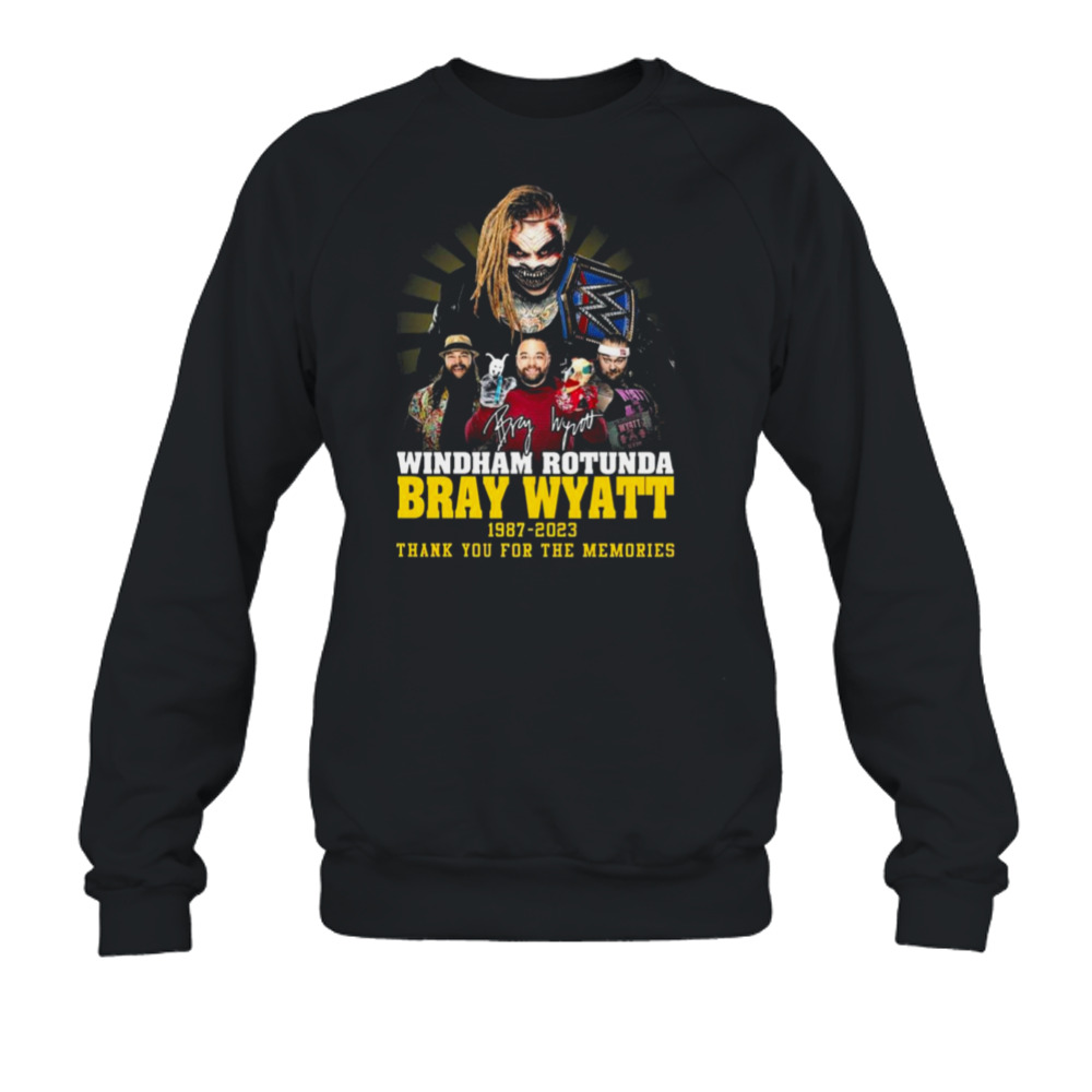 Windham Rotunda Bray Wyatt 1987 – 2023 Thank You For The Memories Signature T-shirt 5 Crewneck Sweatshirt