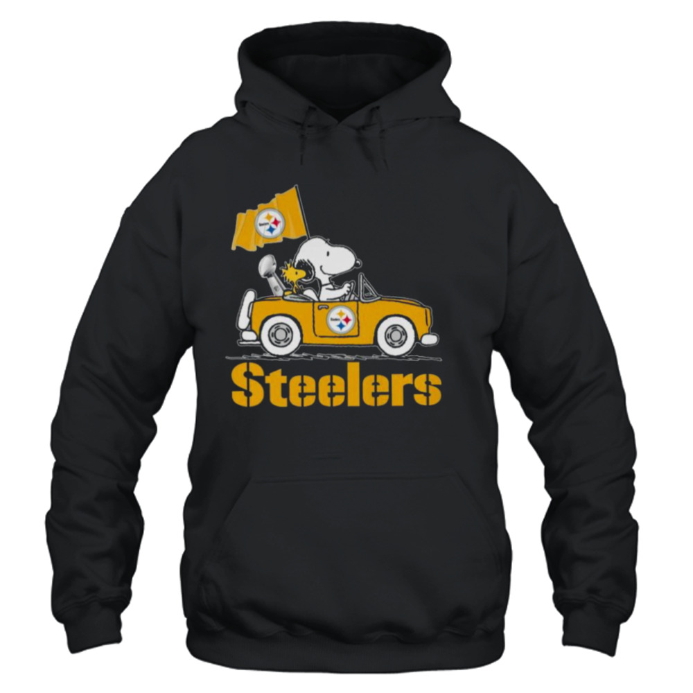 Snoopy And Woodstock Driving Car Pittsburgh Steelers T Shirt