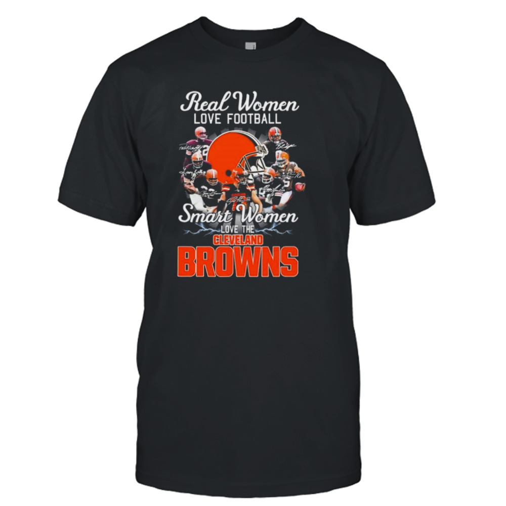 Real women love football smart women love the Cleveland Browns players 2023 season signatures shirt 1 Unisex T-Shirt