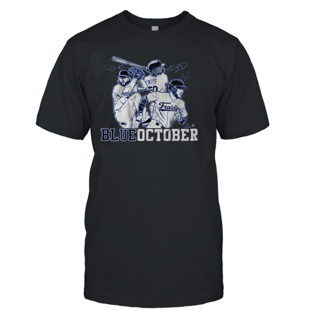 Mookie Betts Freddie Freeman & Clayton Kershaw Blue October La Dodgers Shirt  - Peanutstee