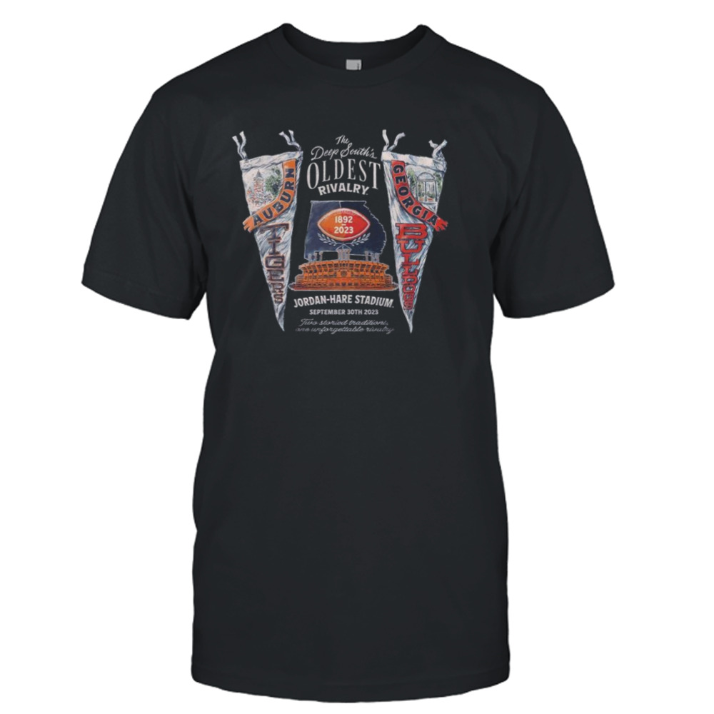 Auburn Tigers Vs Georgia Bulldogs The Deep South’s Oldest Rivalry Jordan-Hare Stadium September 30th 2023 T-Shirt