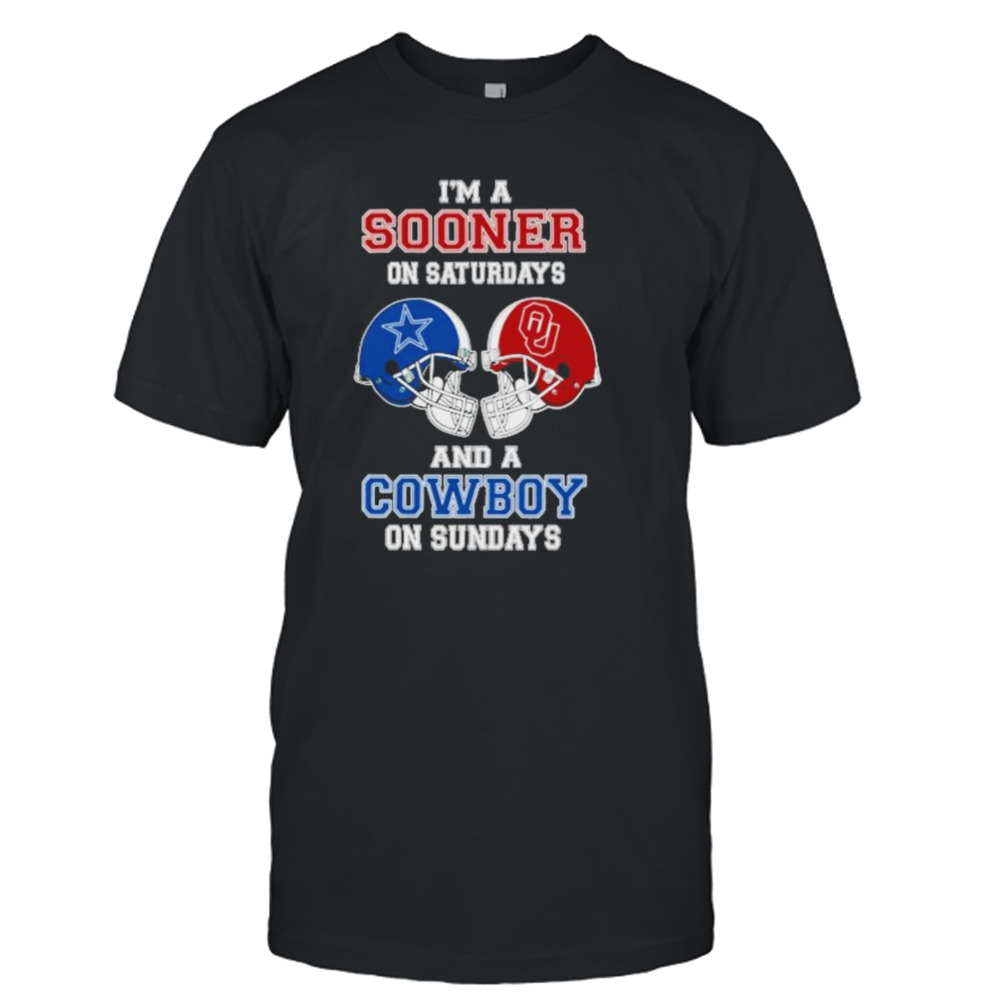 I’m A Sooner On Saturdays And A Cowboys On Sundays Helmet 2023 T-Shirt