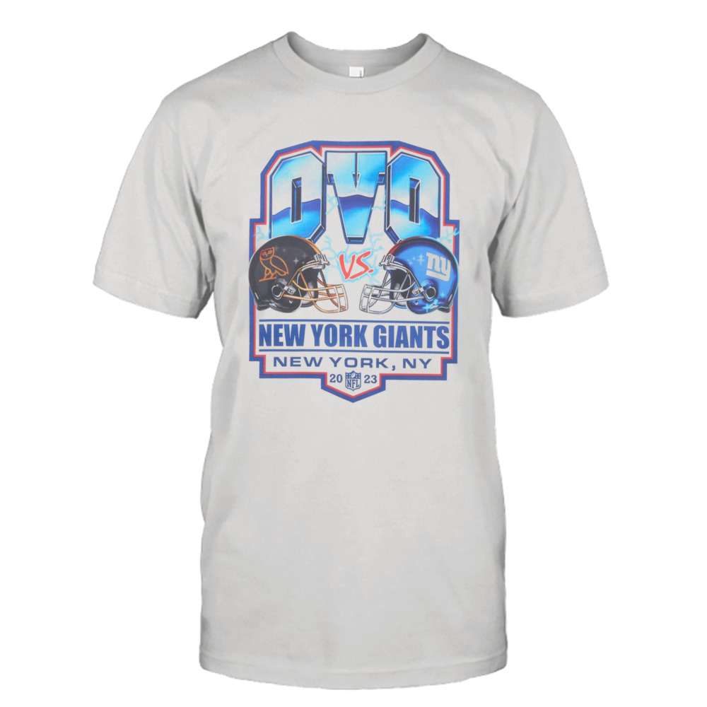 OVO White New York Giants Helmet Logo T-Shirt