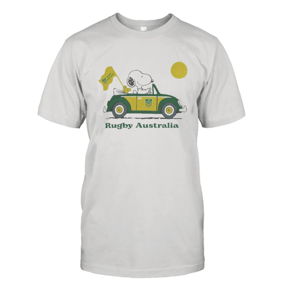 Peanuts Snoopy And Woodstock Rugby Australia On Car 2023 T-shirt