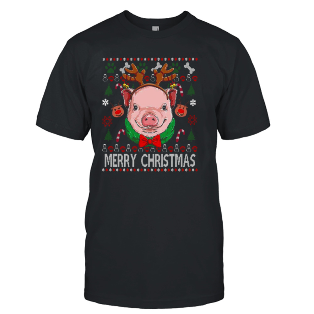 Pig Merry Christmas Pig Antlers Pig Owner Christmas shirt