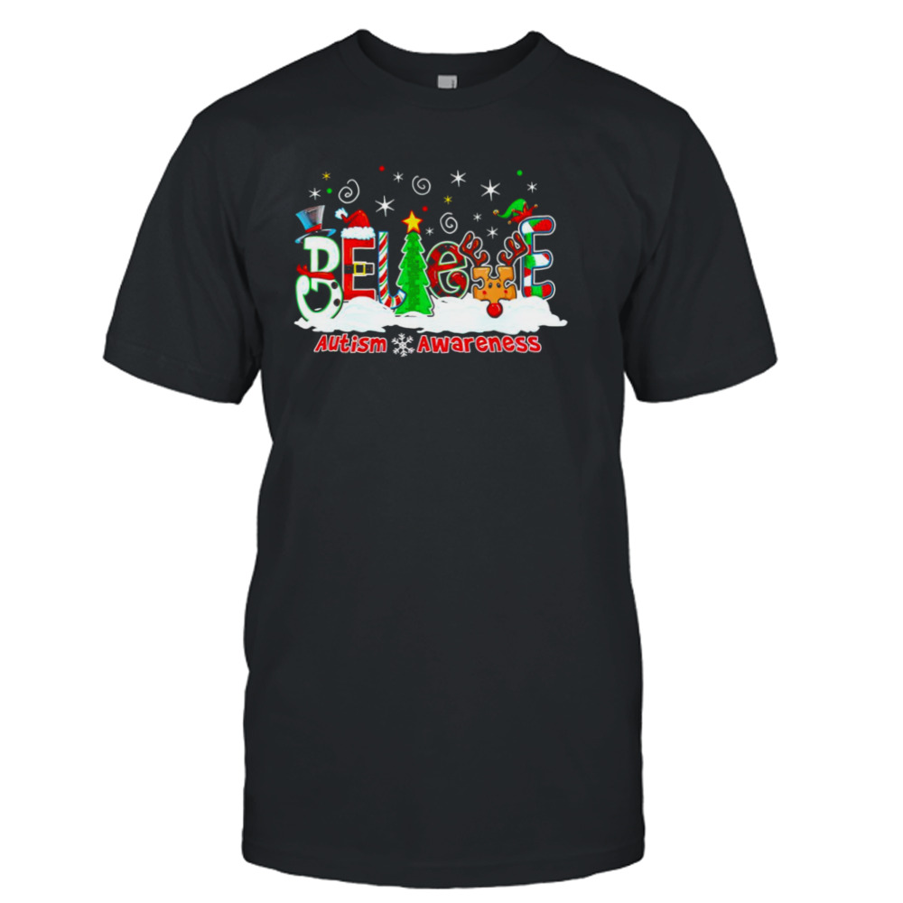 Believe autism awareness Christmas shirt