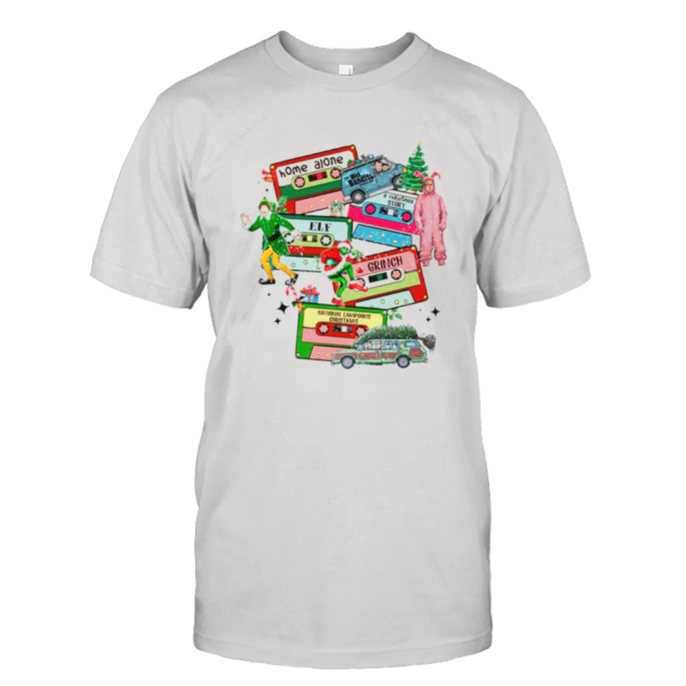 Christmas movie characters cassette type shirt