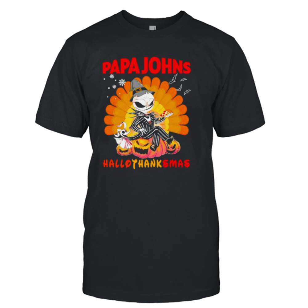 Jack Skellington Papa John HalloThanksMas Halloween shirt