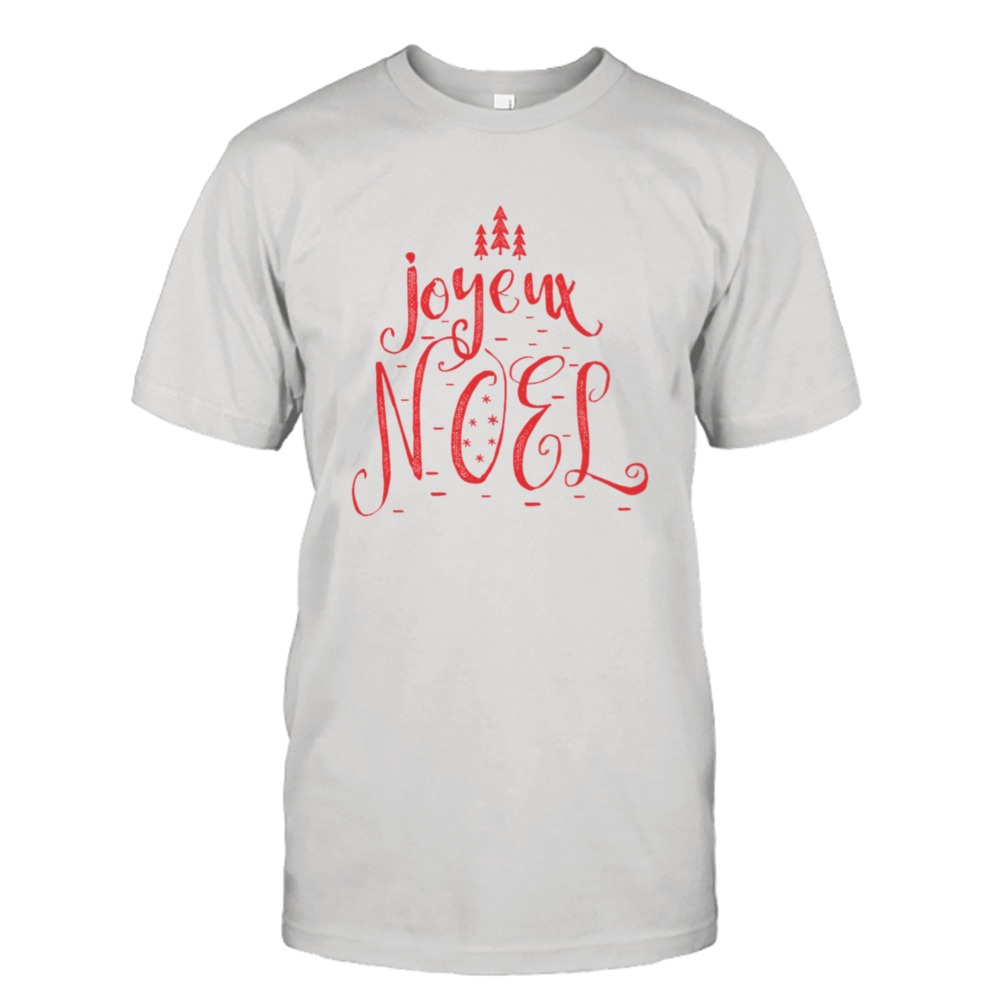 Joyeux Noel Vintage Christmas Red Pine Trees & Text Premium shirt