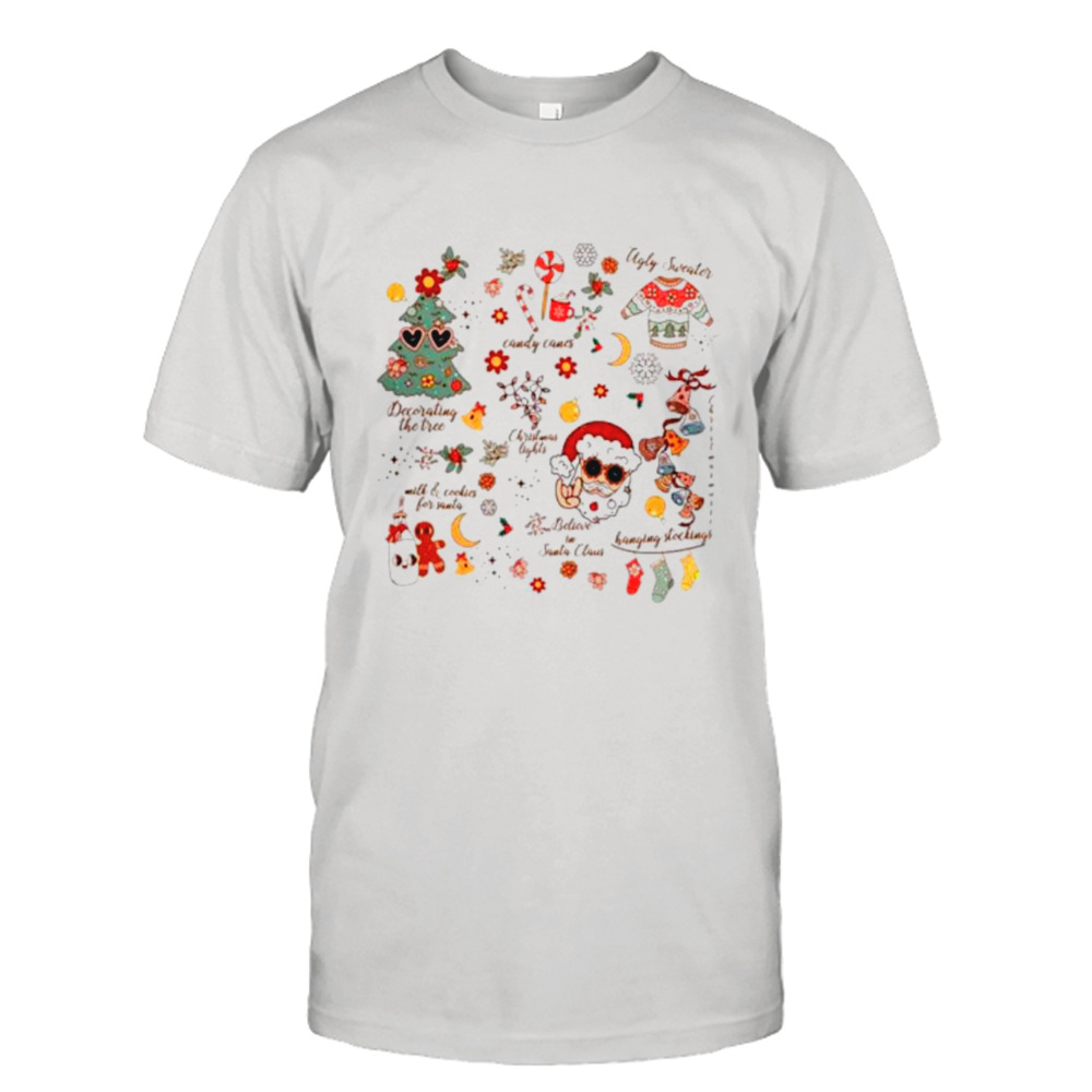 Santa claus Christmas tree groovy retro vintage shirt