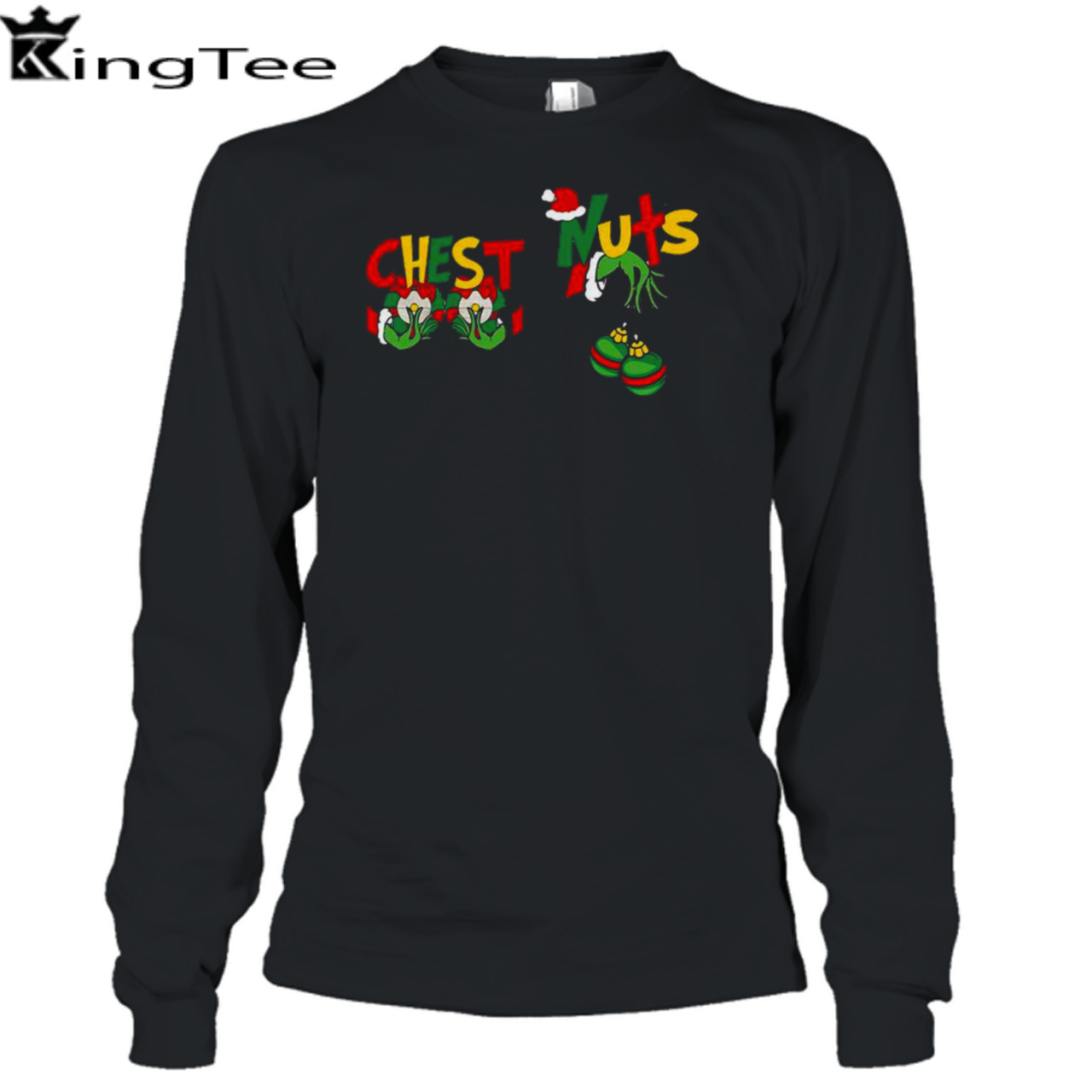 Chest And Nuts Funny Christmas Grinch Hand Holding Boobs Christmas Gift Holiday T Shirt