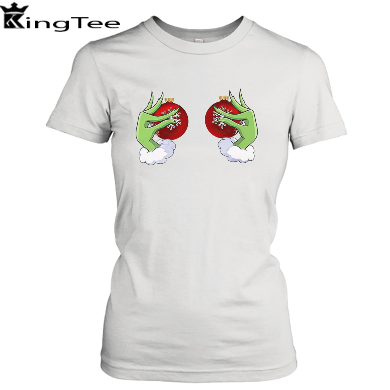 The Grinch Hand Holding Boobs Funny Christmas Holiday Gift T Shirt