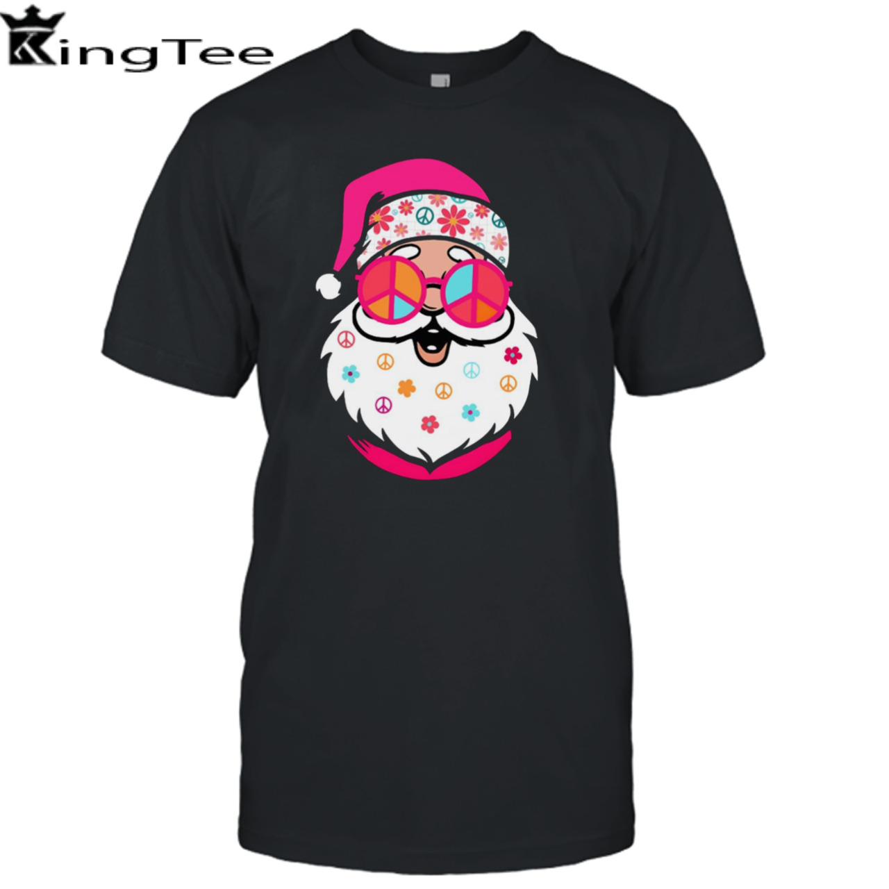 Hippie Santa Cute Christmas Retro Groovy Santa Pink Santa shirt