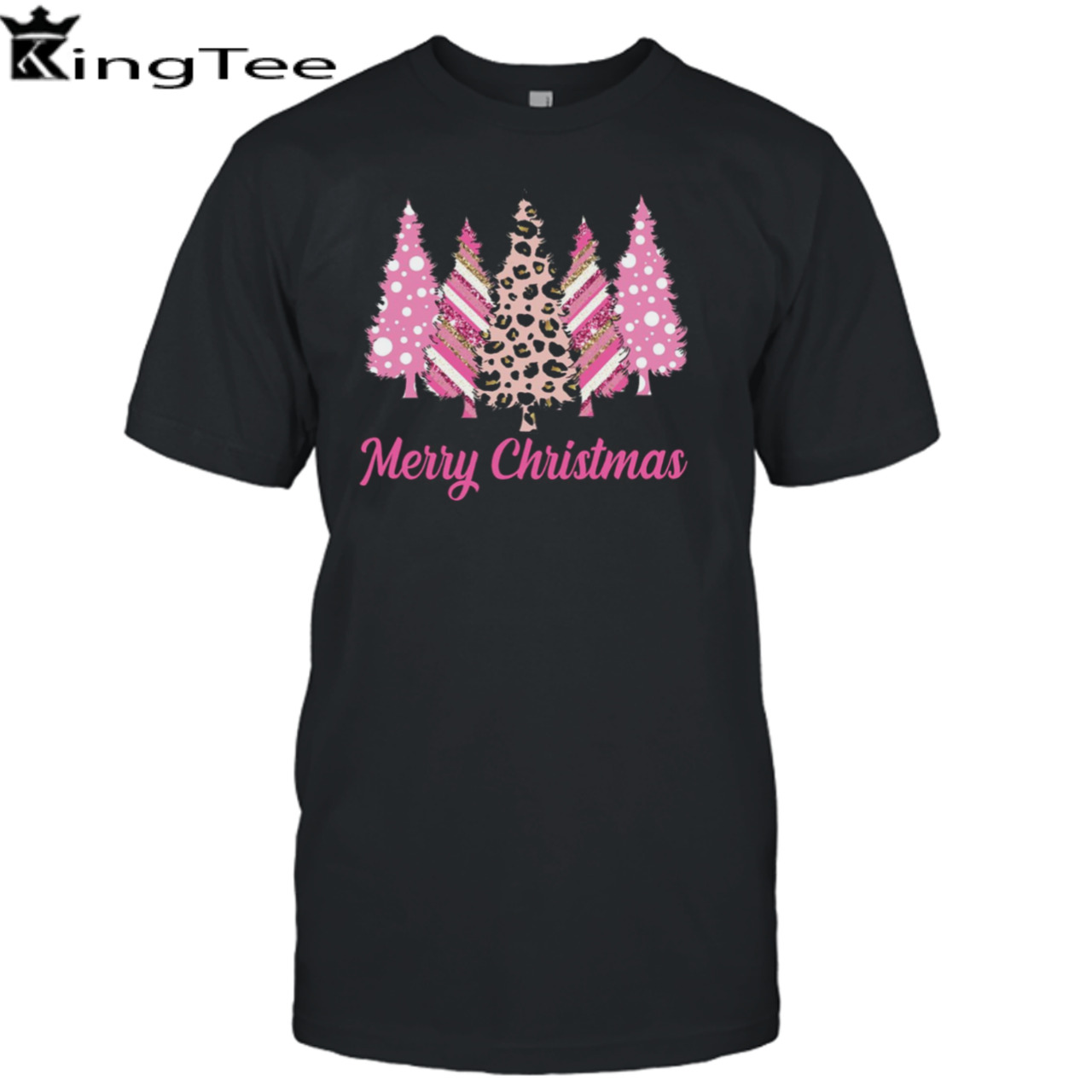 Leopard Print Christmas Merry Christmas Pink Christmas Trees shirt