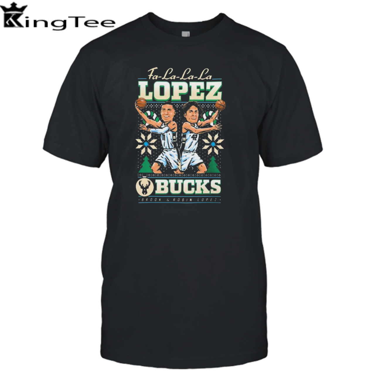 Christmas Ugly Holiday Fa la la la Lopez Brothers Milwaukee Bucks T-shirt