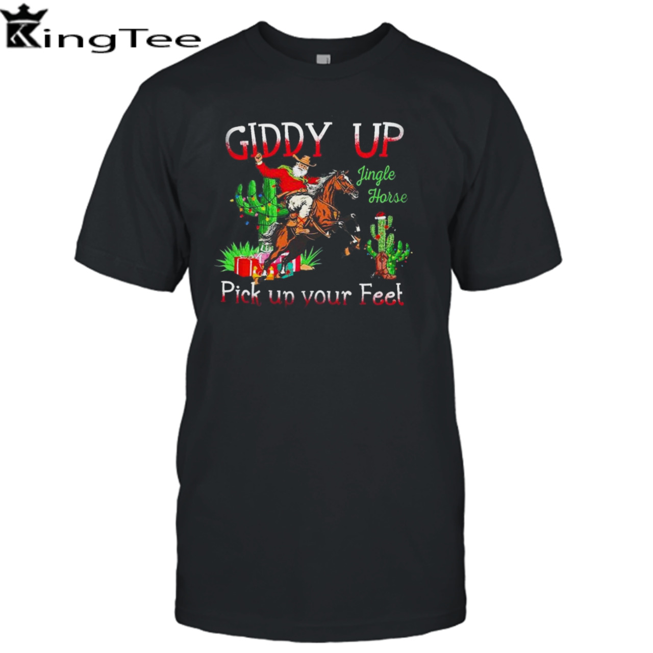 GIddy up jingle horse pick up your feet Christmas unique holiday tshirt design