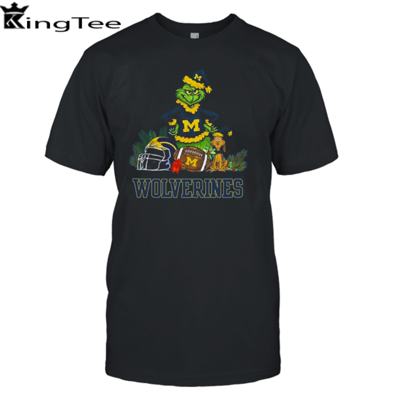 Michigan Wolverines Santa Grinch And Dog Merry Christmas T-Shirt