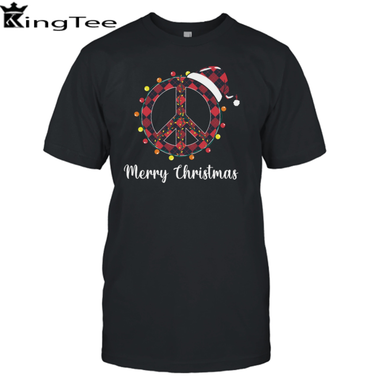 Peace Sign Santa Hat Christmas Lights Hippie shirt