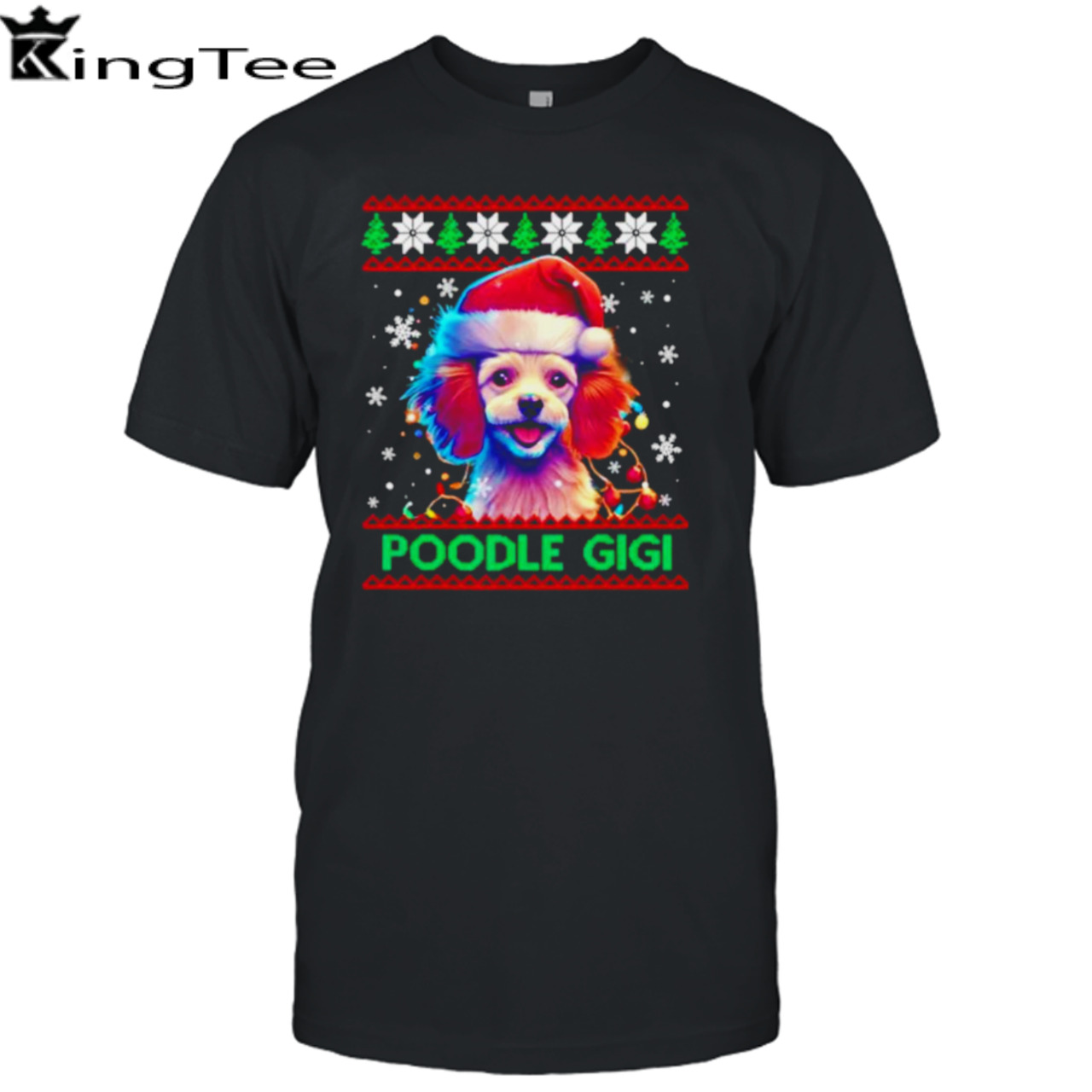 Poodle Gigi Santa Hat Grandma Poodle Lover Ugly Christmas shirt