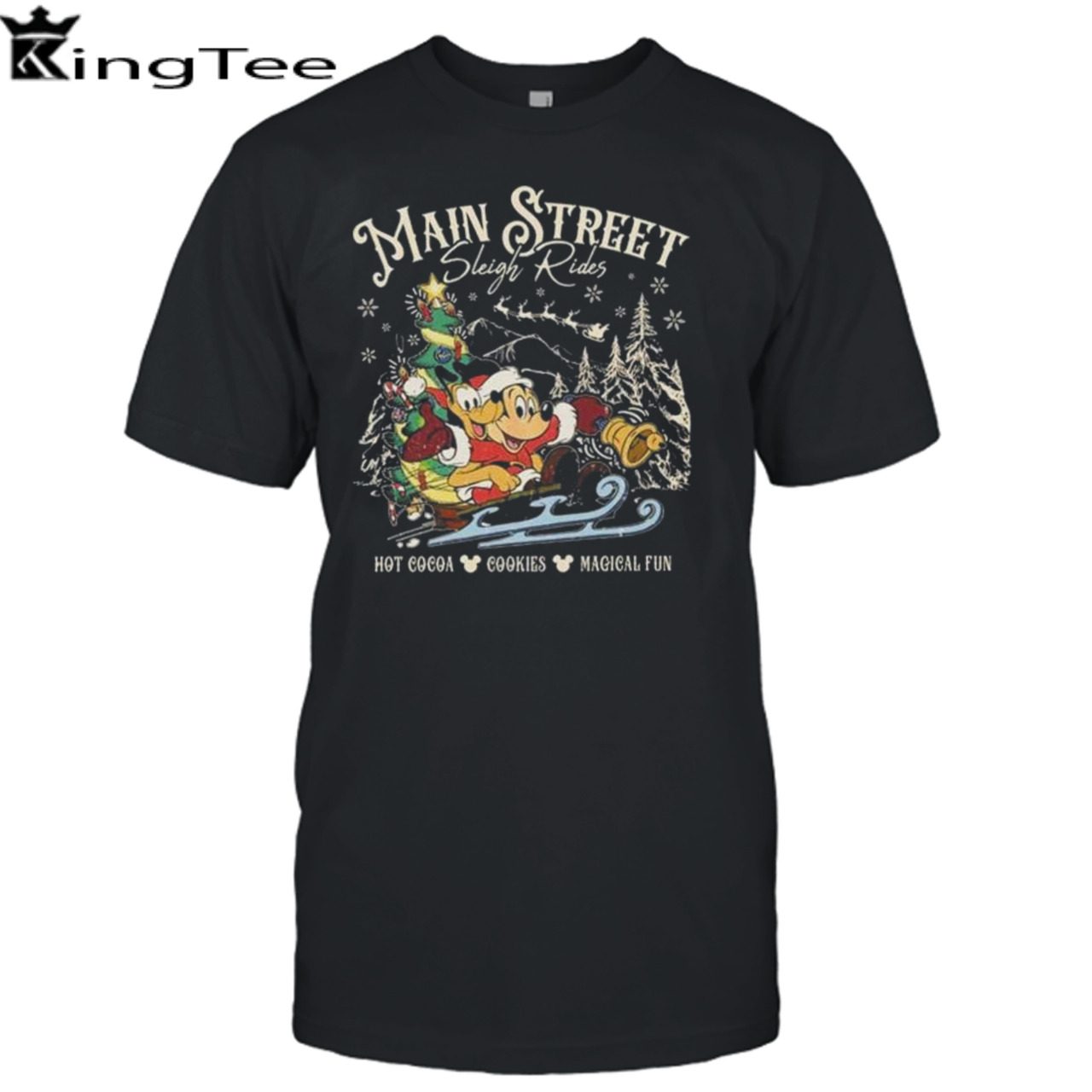 Retro Main Street Sleigh Rides Merry Christmas T-Shirt