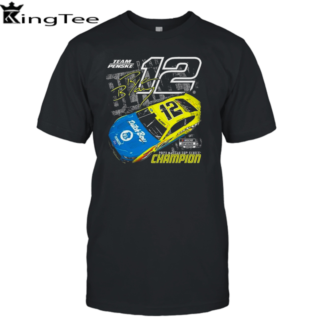 Ryan Blaney Team Penske Black 2023 NASCAR Cup Series Champion Official Car Signature T-shirt