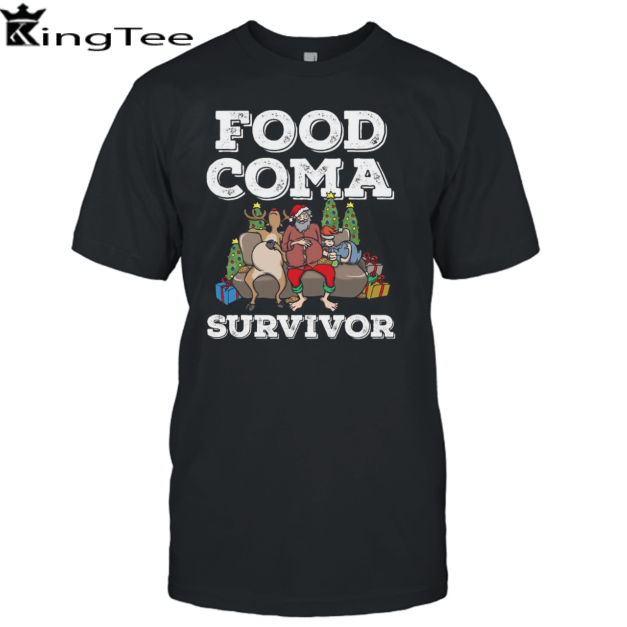 Santa Claus Food Coma Funny Christmas Pun shirt