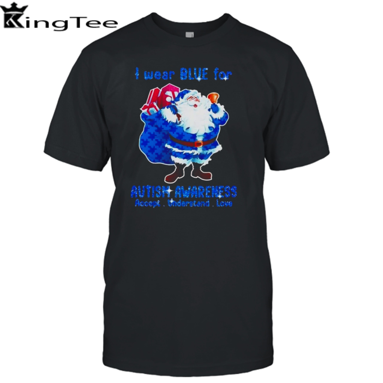 Santa Claus I Wear Blue For Autism Awareness Accept Understand Christmas 2023 T-shirt