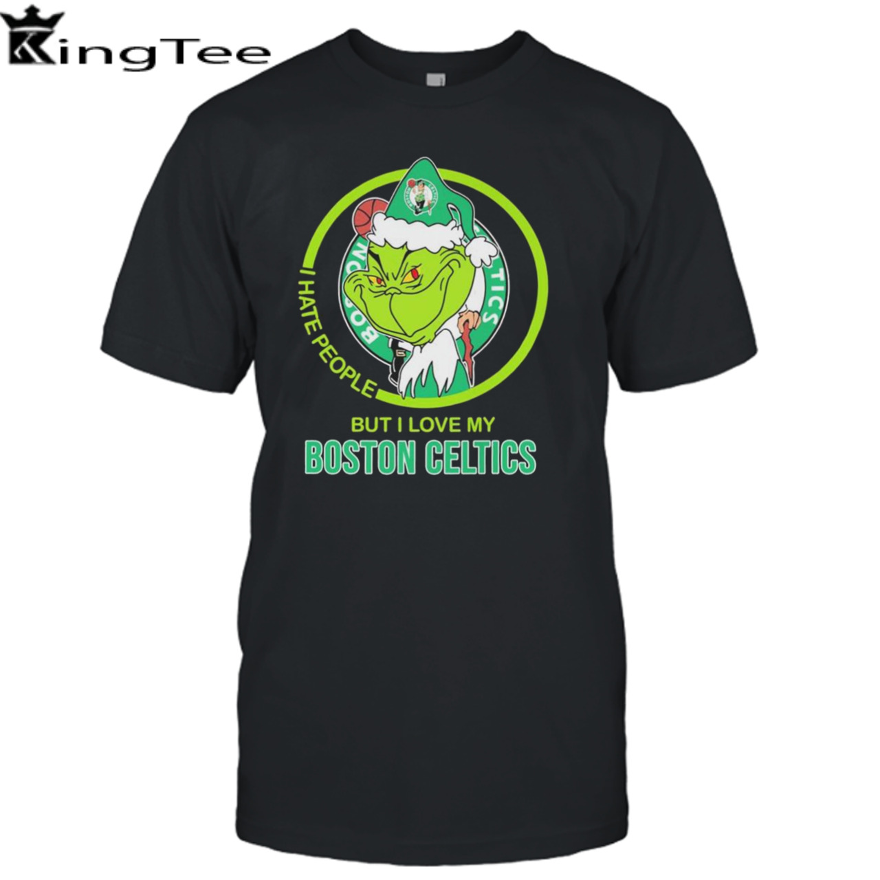 Santa Grinch I hate people but I love my Boston Celtics Christmas 2023 shirt