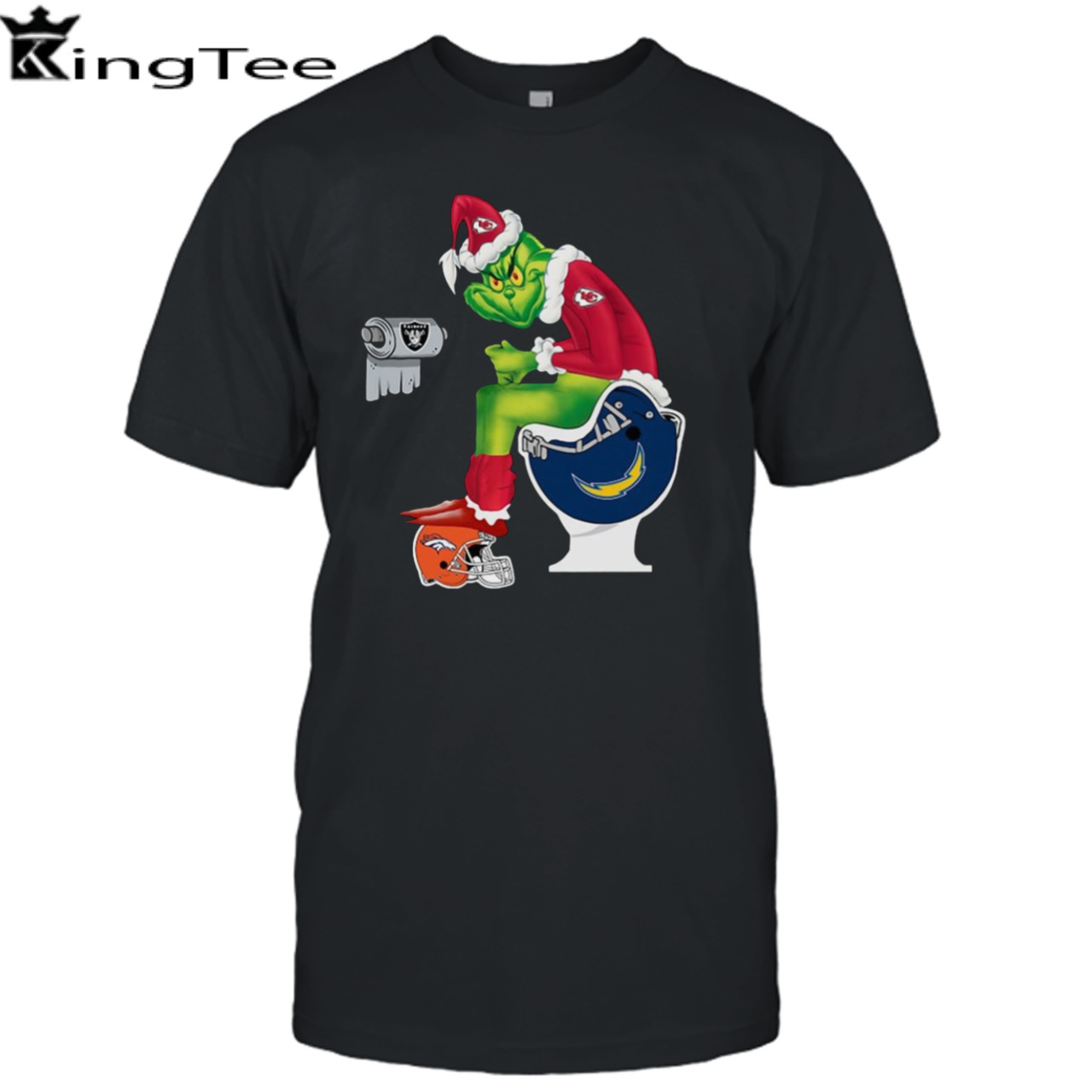 Santa Grinch Kansas City Chiefs toilet Christmas 2023 shirt