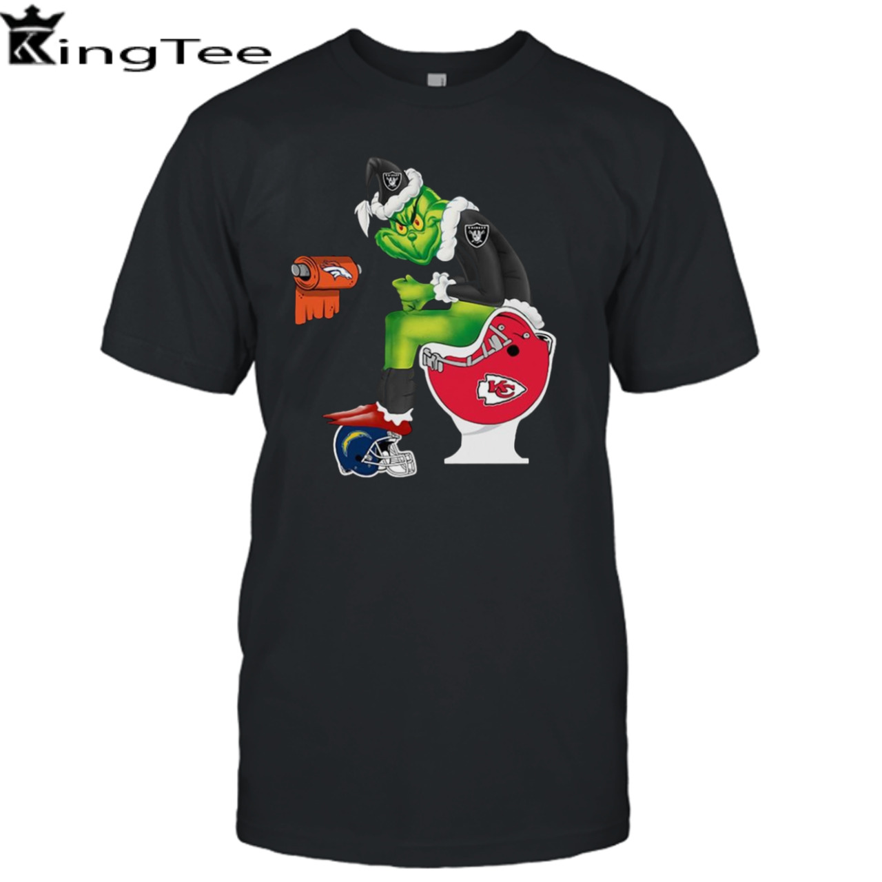 Santa Grinch Oakland Raiders toilet Christmas 2023 shirt