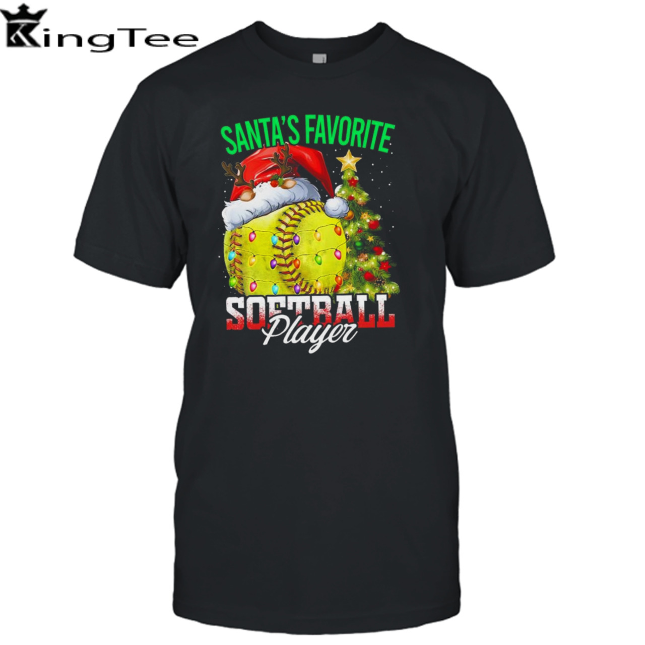 Santa’s Favorite Softball Player Christmas Tree T-shirt