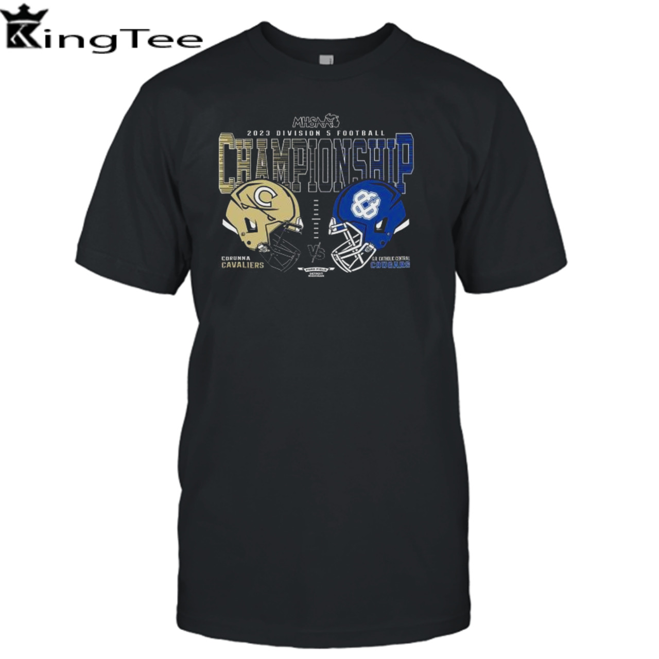 Corunna Cavaliers Vs G.R. Catholic Central Cougars 2023 MHSAA Football D5 Head To Head Championship Shirt