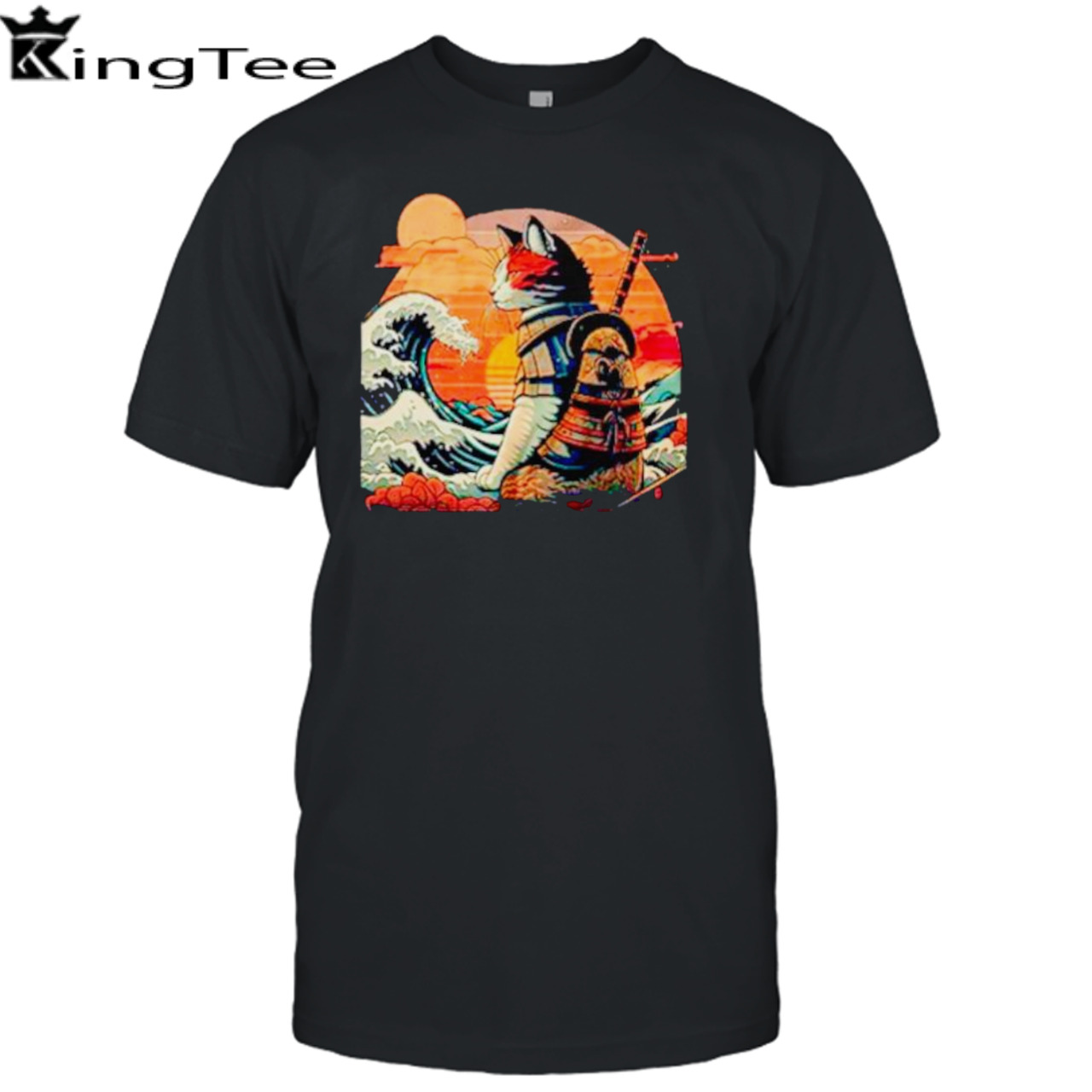 Japanese retro samuraI cat the great wave shirt