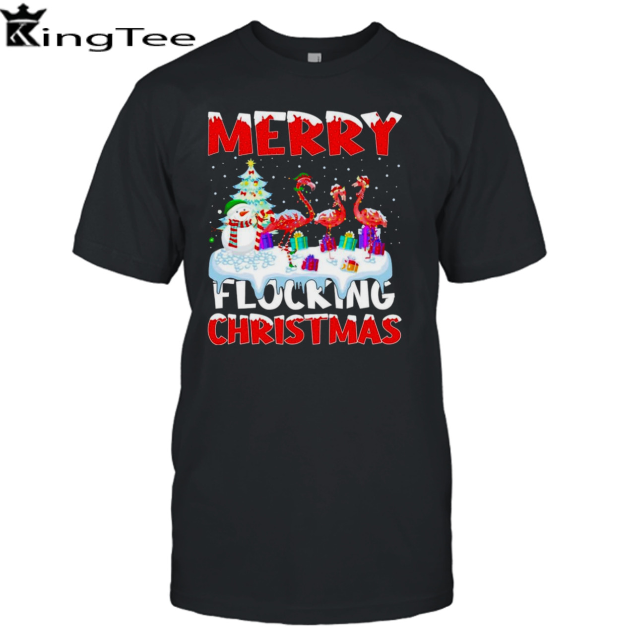 Flamingo merry flocking Christmas shirt