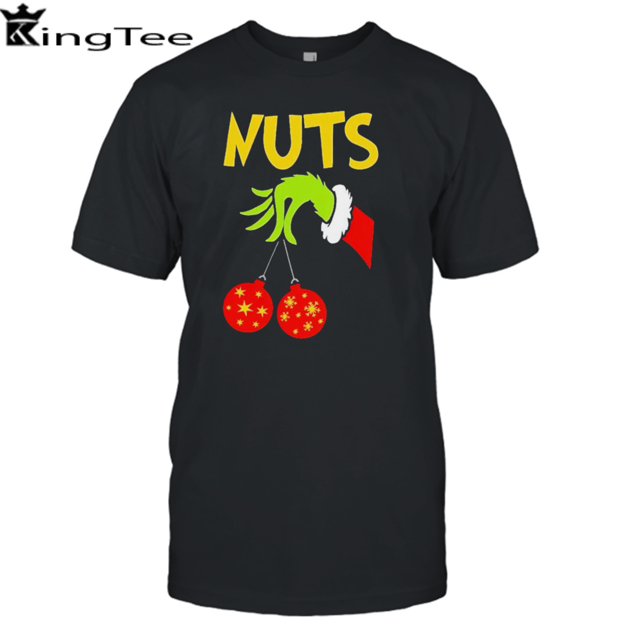 Grinch hand holding ornament nuts Christmas shirt