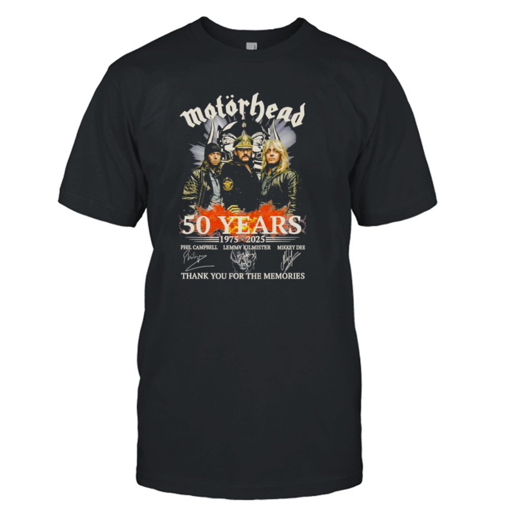 Motorhead 50 years 1975 2025 thank you for the memories shirt
