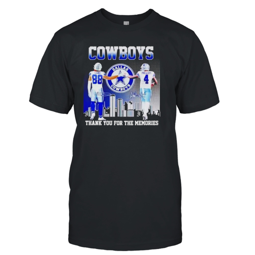 Skyline Dallas Cowboys Ceedee Lamb And Dak Prescott Thank You For The Memories Signatures T-shirt