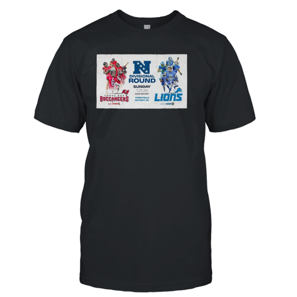 Buccaneers To Play Detroit Lions On The Road For Divisional Round 2024 T-Shirt